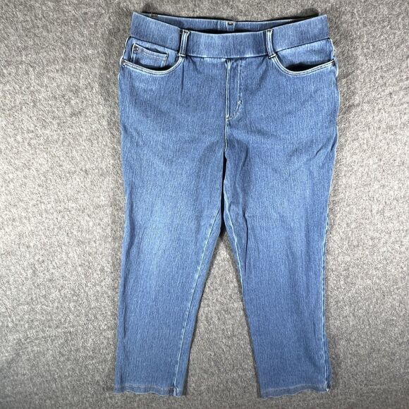 LL‎ Bean Women's Jeans Size M Bean Flex Mid Rise Straight Leg Pull On - Picture 1 of 6